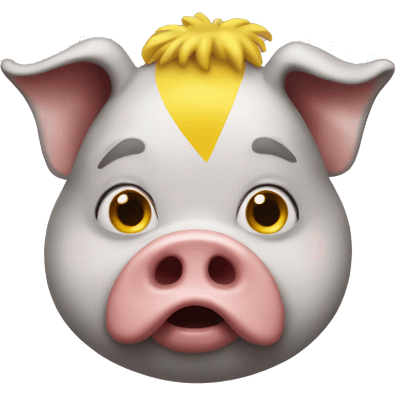 Pig clown with yellow bangs emoji