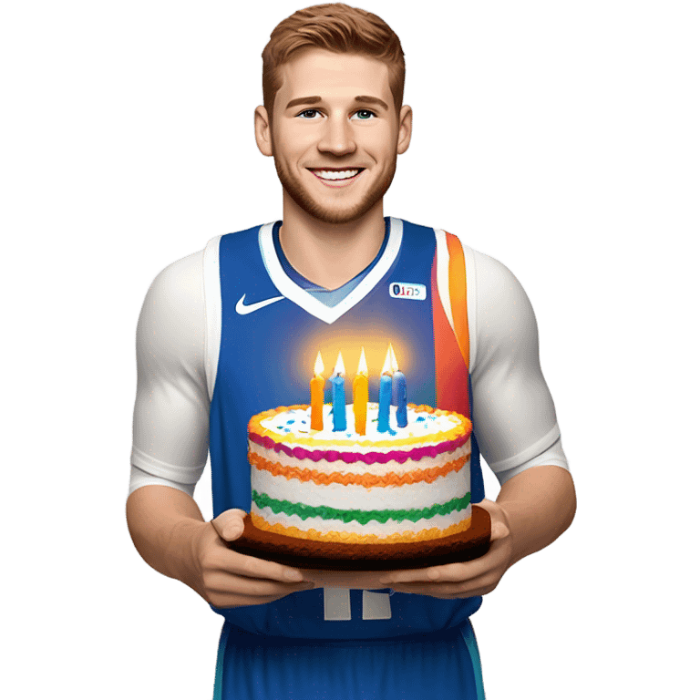 luka doncic with a birthday cake emoji