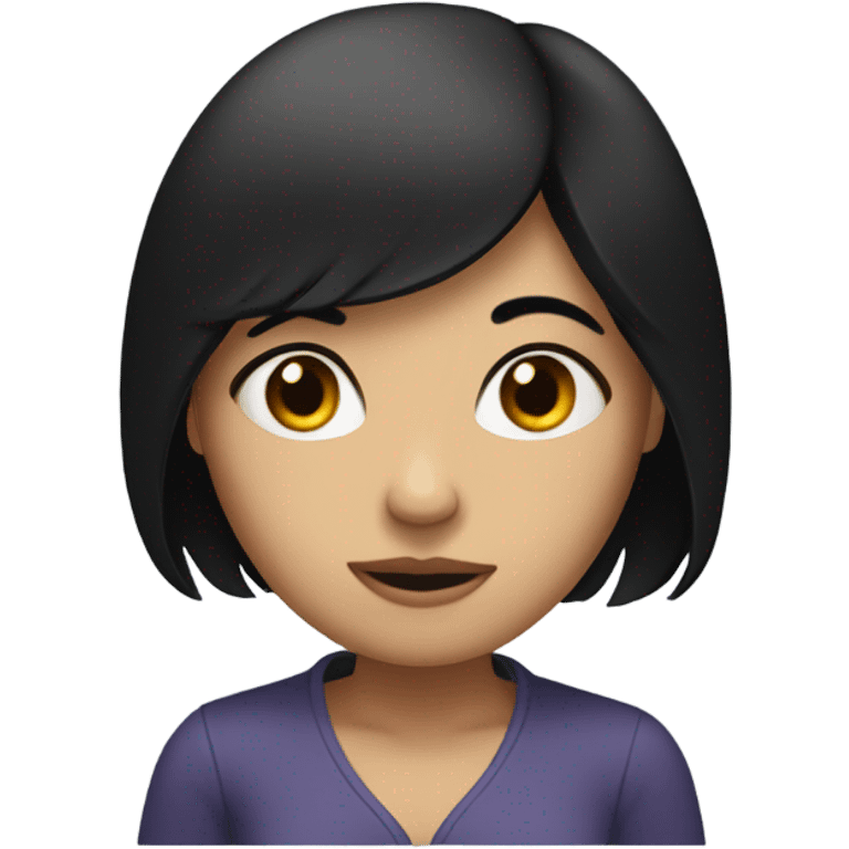 black hair woman shy emoji