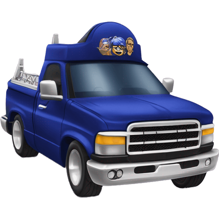 Dark blue Barbie themed lowrider armored drag racing truck  emoji