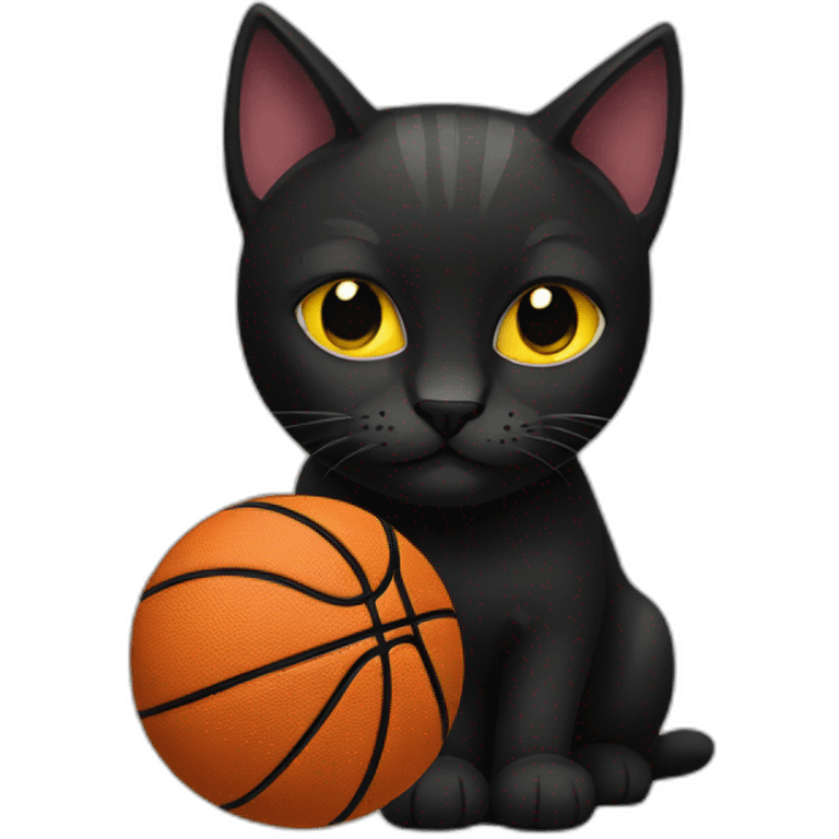 Black cat basket-ball emoji