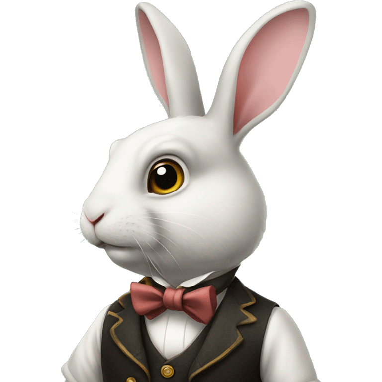 rabbit wearing a waistcoat and monocle alice in wonderland like emoji