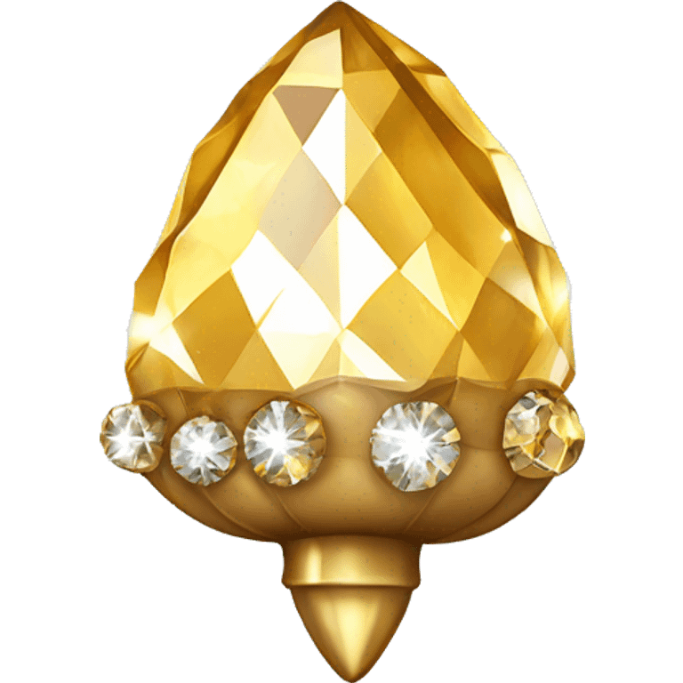 sparkling diamond Acorn like diamond with stem made of gold emoji