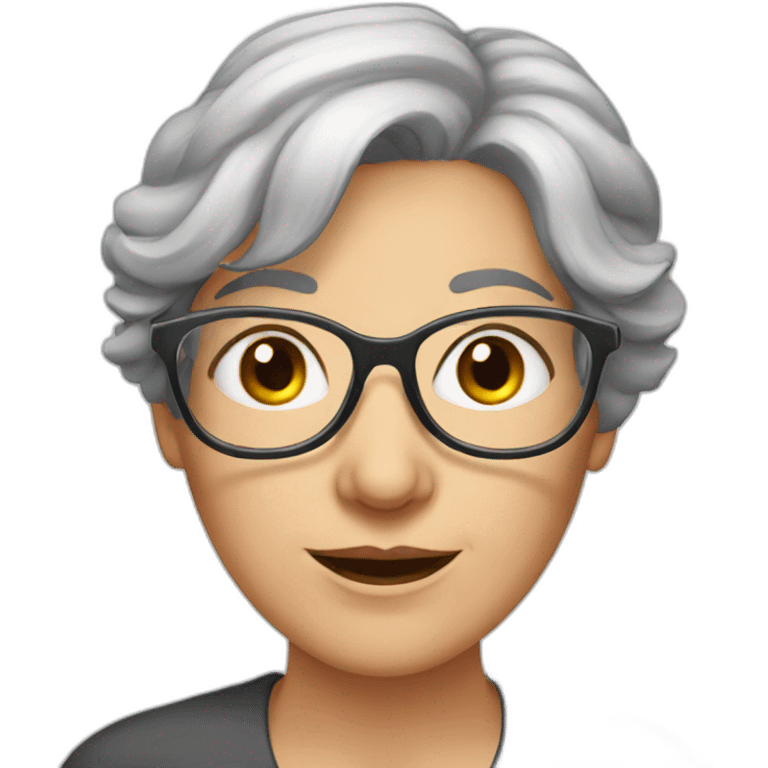 grey hair european women with glasses middle aged emoji