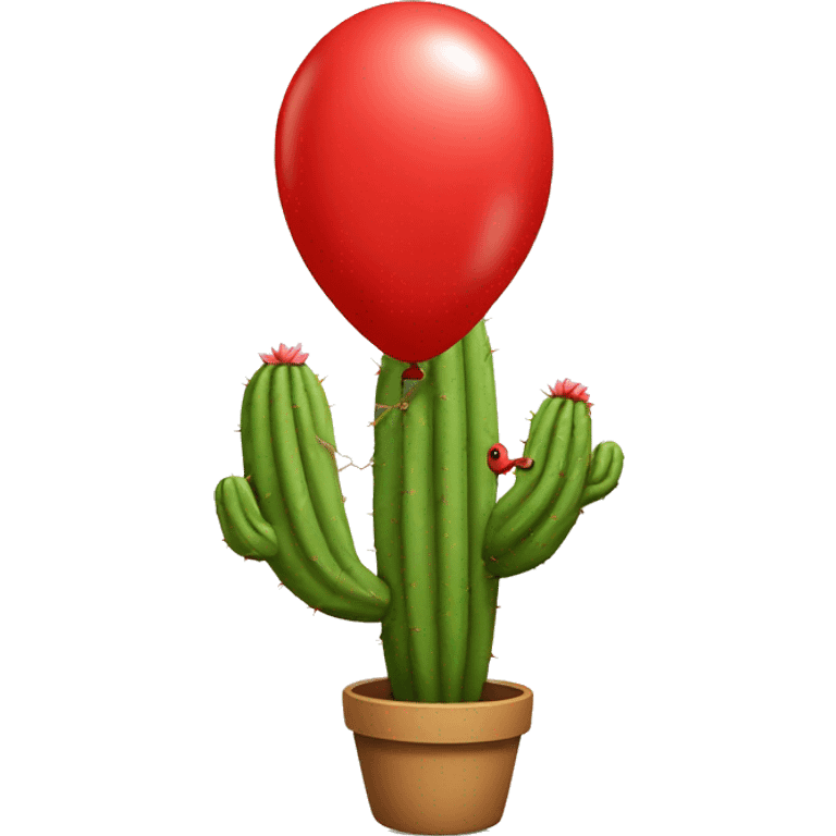 Cactus tied to a red balloon emoji