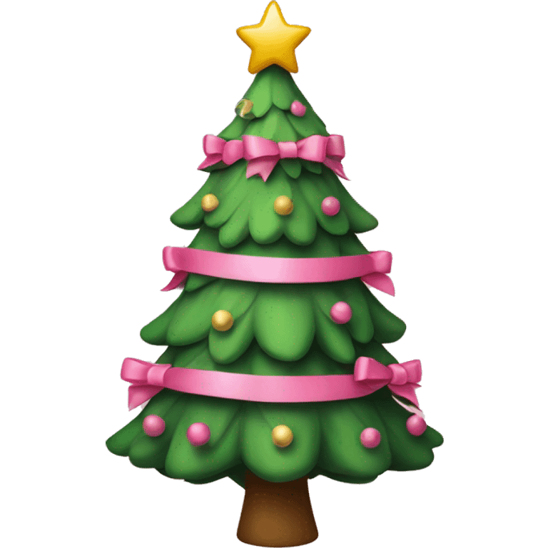 Christmas tree with pink bows on it emoji