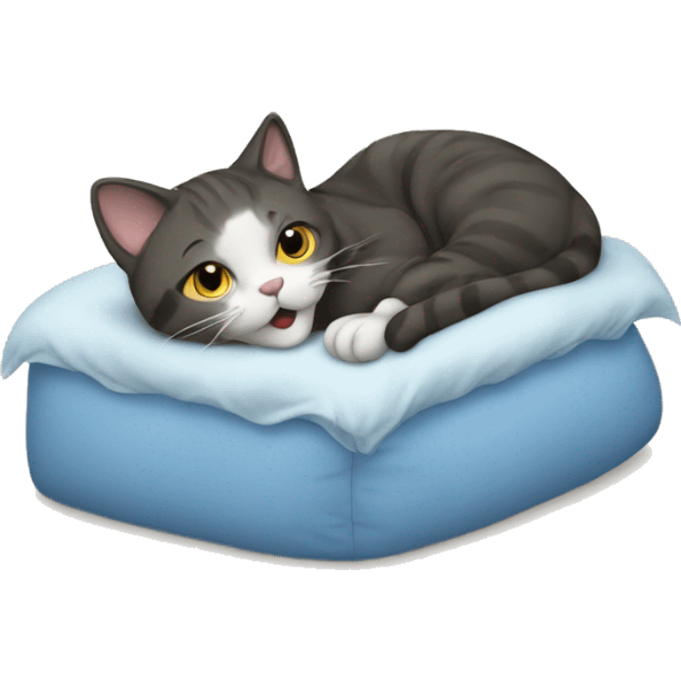 cat in blue bed emoji