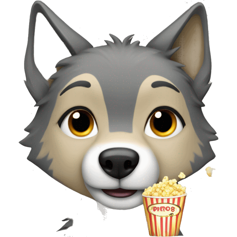 femenine wolf with popcorn emoji