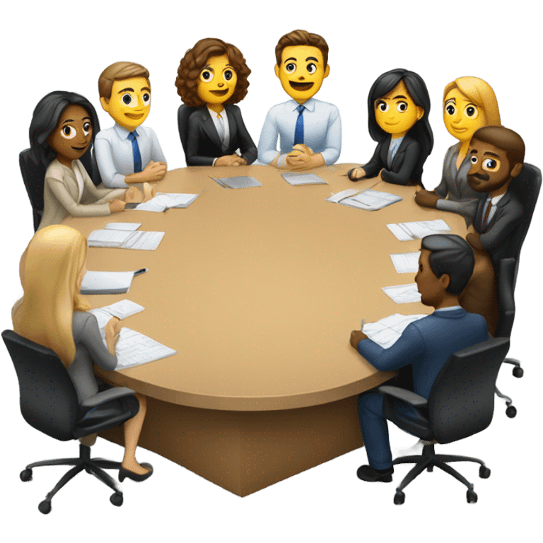 men and women work meeting at a table emoji