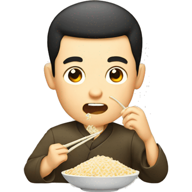 Chinese man eating rice emoji