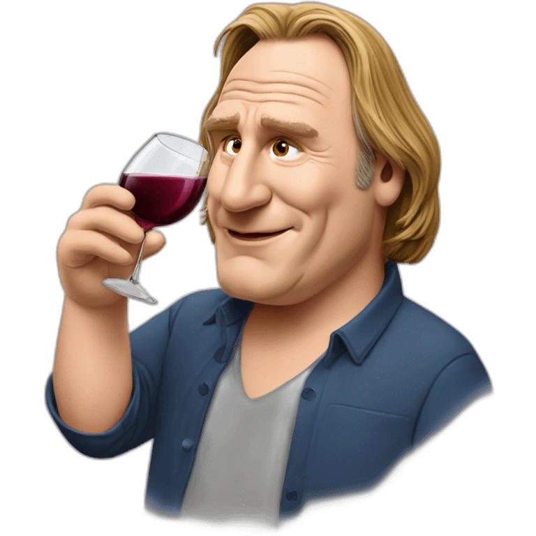 Gérard Depardieu drinks wine  emoji