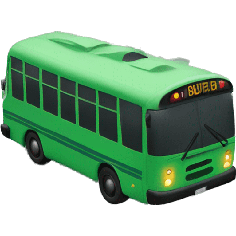 Green bus waits before the stop sign emoji