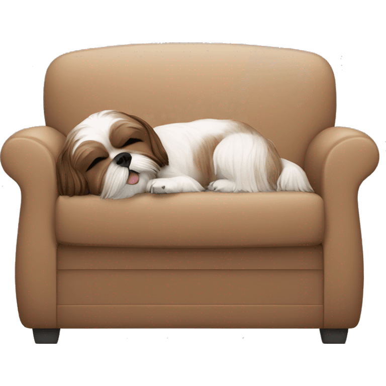 Brown shih tzu dog and human woman sleeping on couch emoji