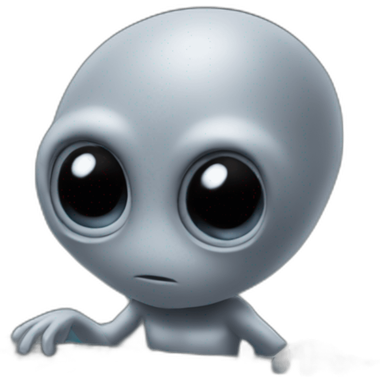 A Classic emoji of grey Big eyed Alien playing in front of an AKAI MPC XL emoji