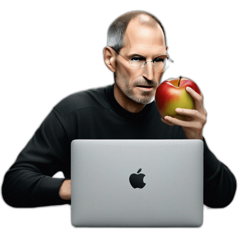 steve jobs eating an applelogo from a macbook emoji