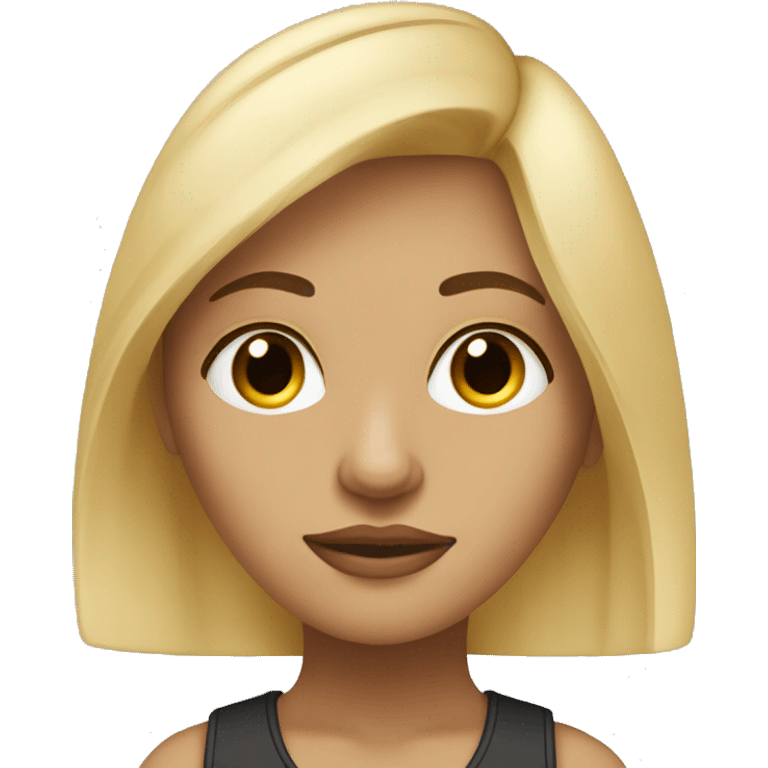 Blond and straigh hair woman, huzelnut eyes, piercing in nose emoji