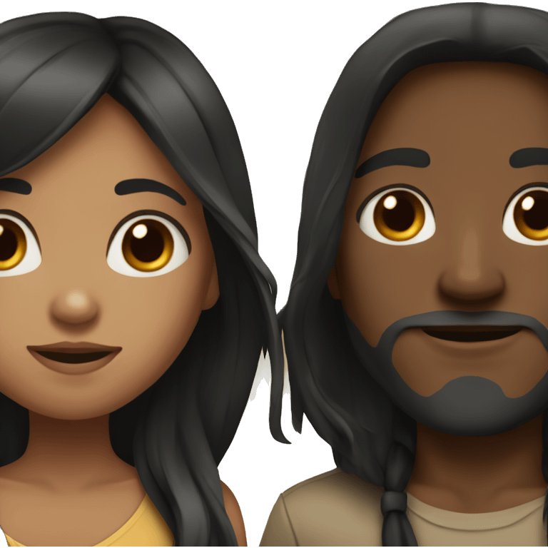 tan girl with long black hair with brown haired boy emoji