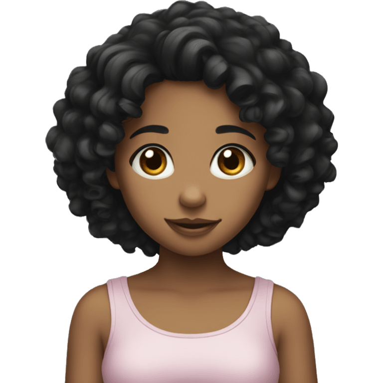 Cute girl with black curly hair emoji