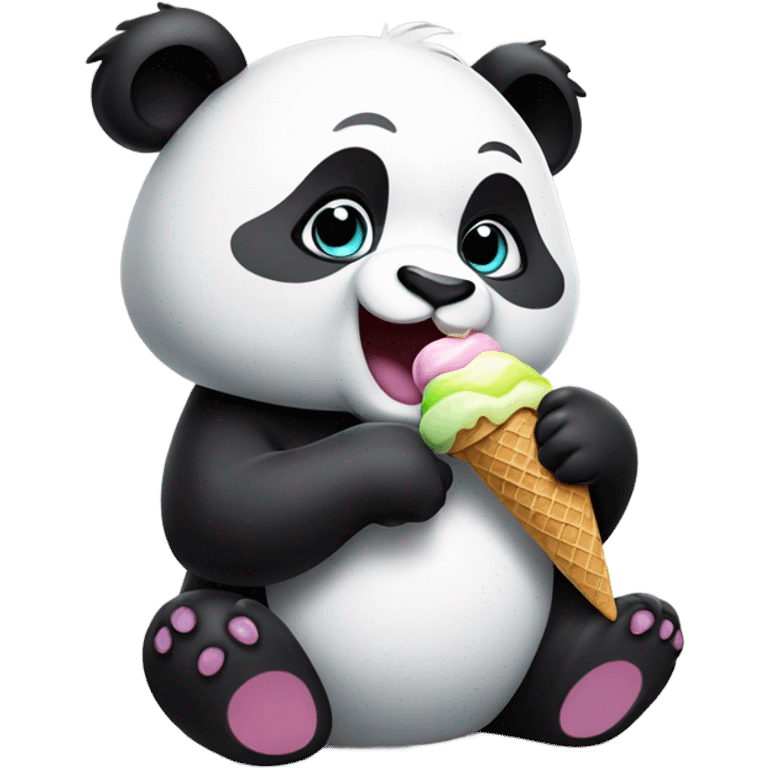 Panda eating ice cream emoji