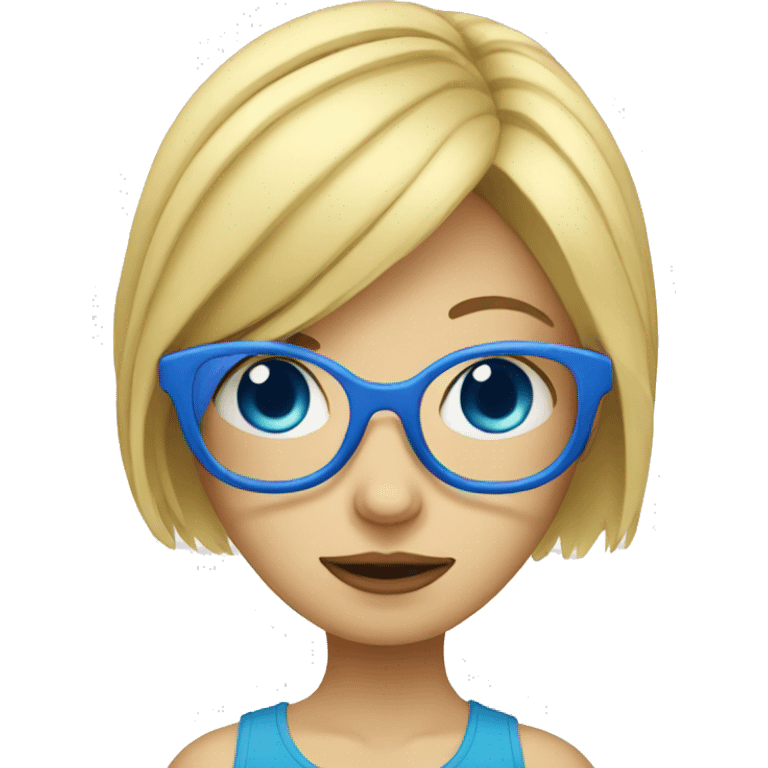 Sad upside down blonde girl with blue glasses emoji