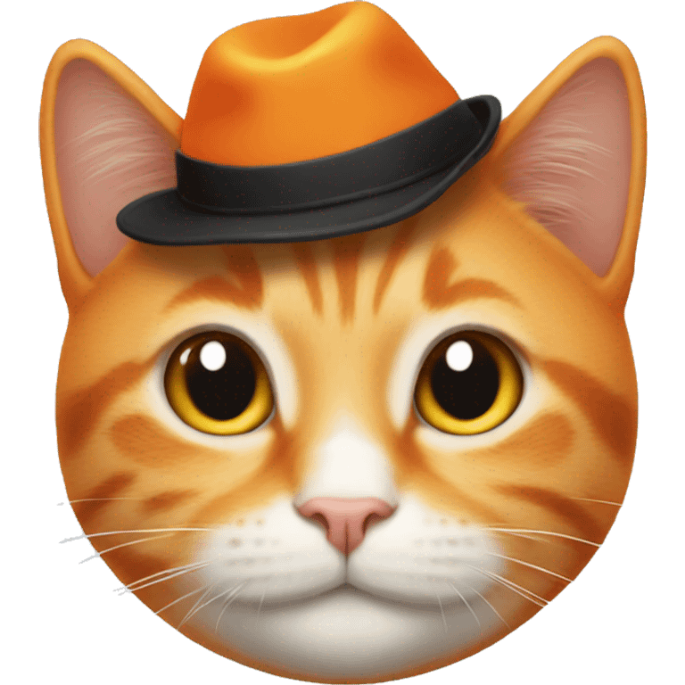 orange cat smiling with a black hat emoji