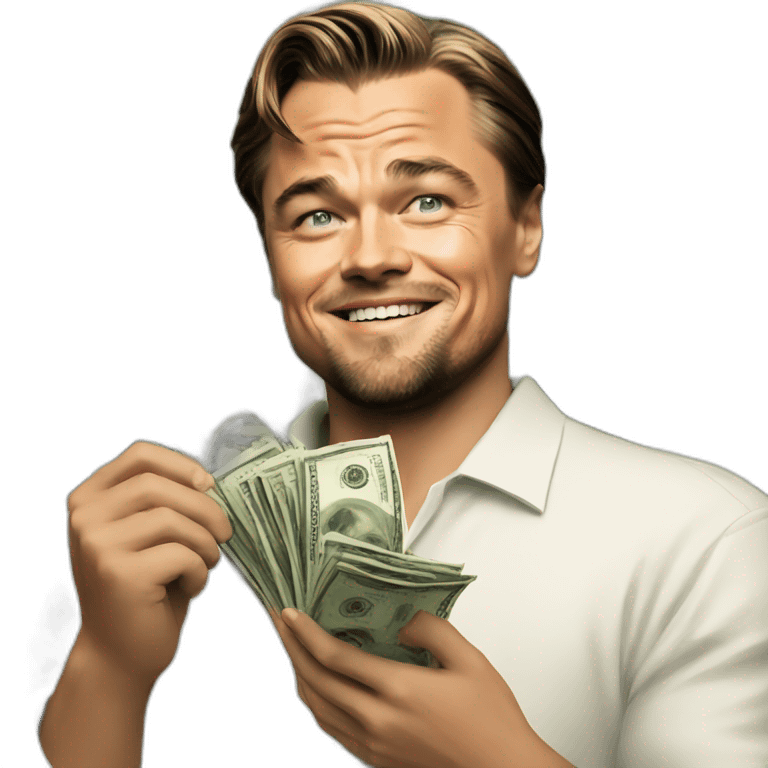 leonardo dicaprio holding money emoji