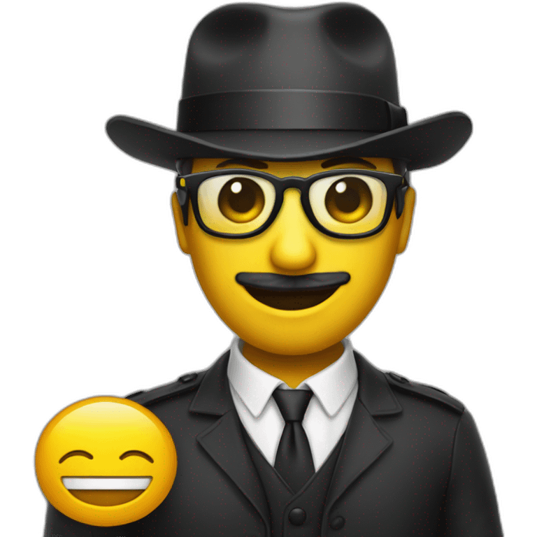 Chat avec costume lunettes et chapeau noir emoji