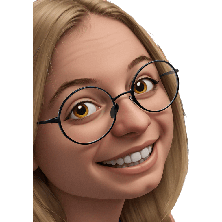 smiling girl with round glasses emoji