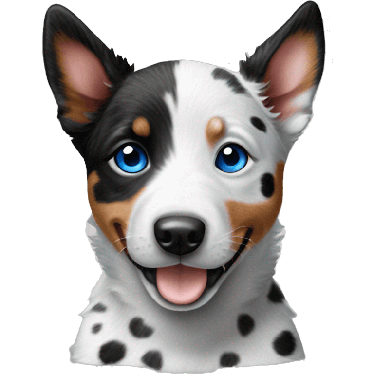 Black and white spotted Australian cattle dog blue eyes puppy  emoji