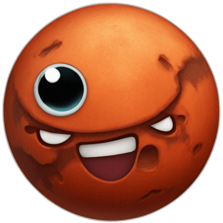 planet Mars with a cartoon smirking spider face emoji