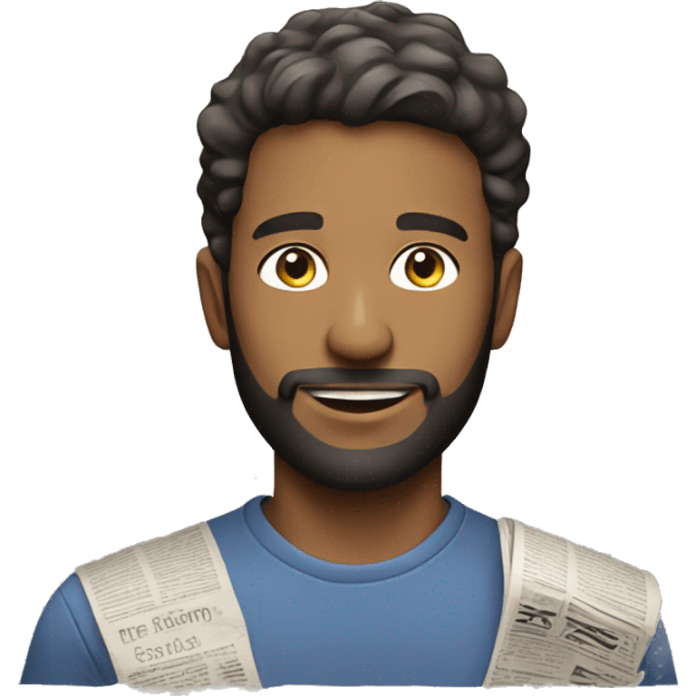 Young man with beard Handsome newspaper seller emoji