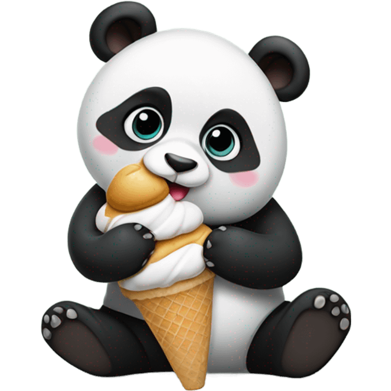 Panda eating ice cream emoji