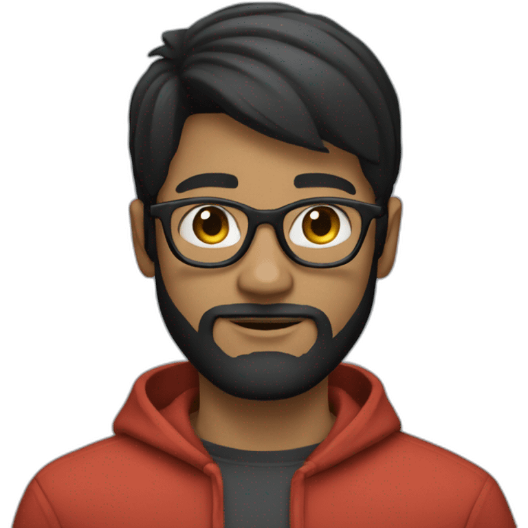 white young man with round glasses and black straight short hair and short black thin beard emoji