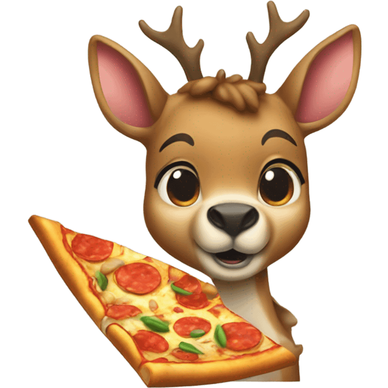 A deer eating a pizza slice emoji