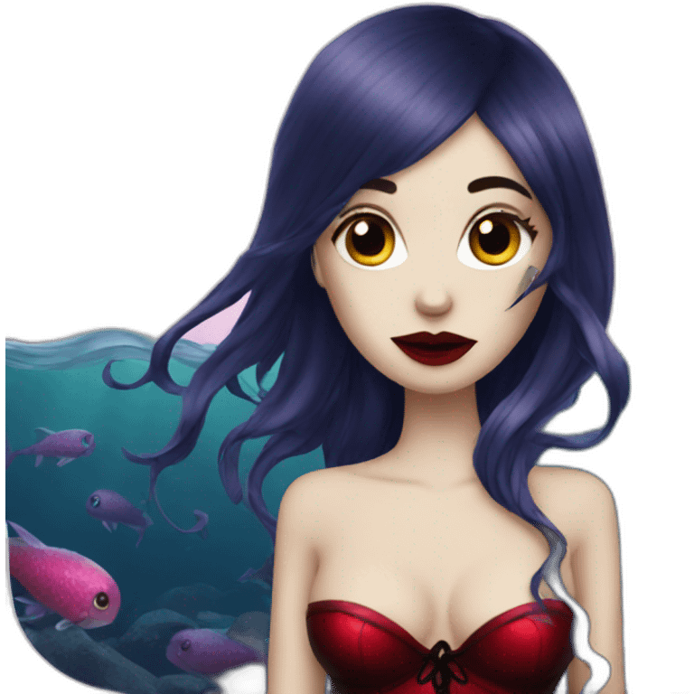 red goth mermaid emoji