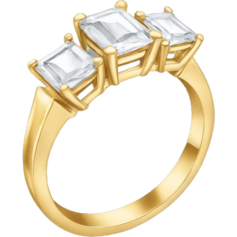 Gold engagement ring with three rectangular stones  emoji