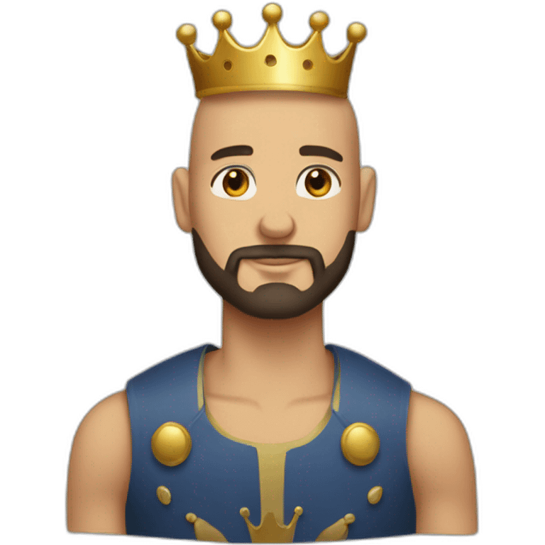  Man shaved head and beard with crown emoji