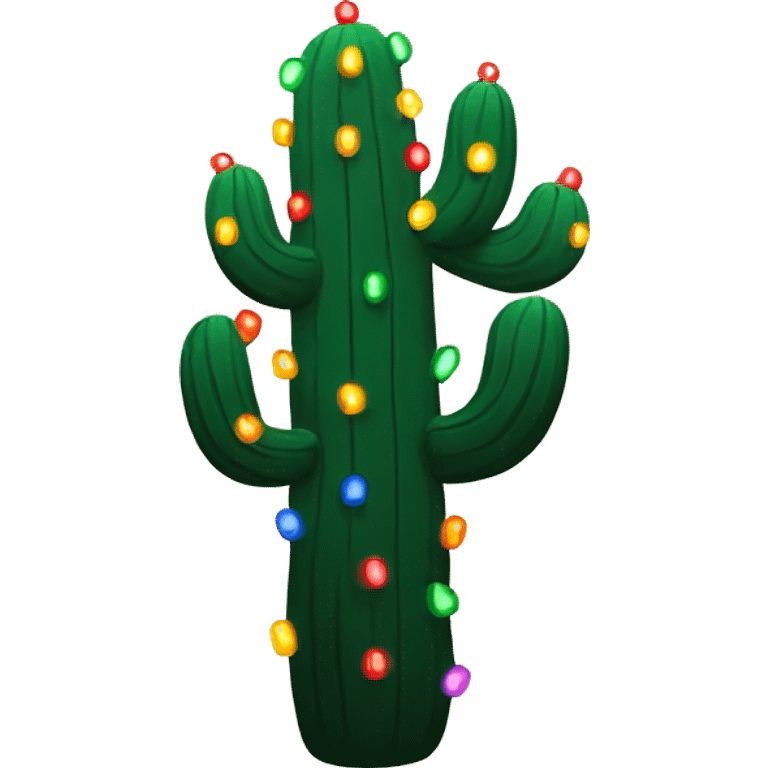 Saguaro cactus with holiday lights around it emoji