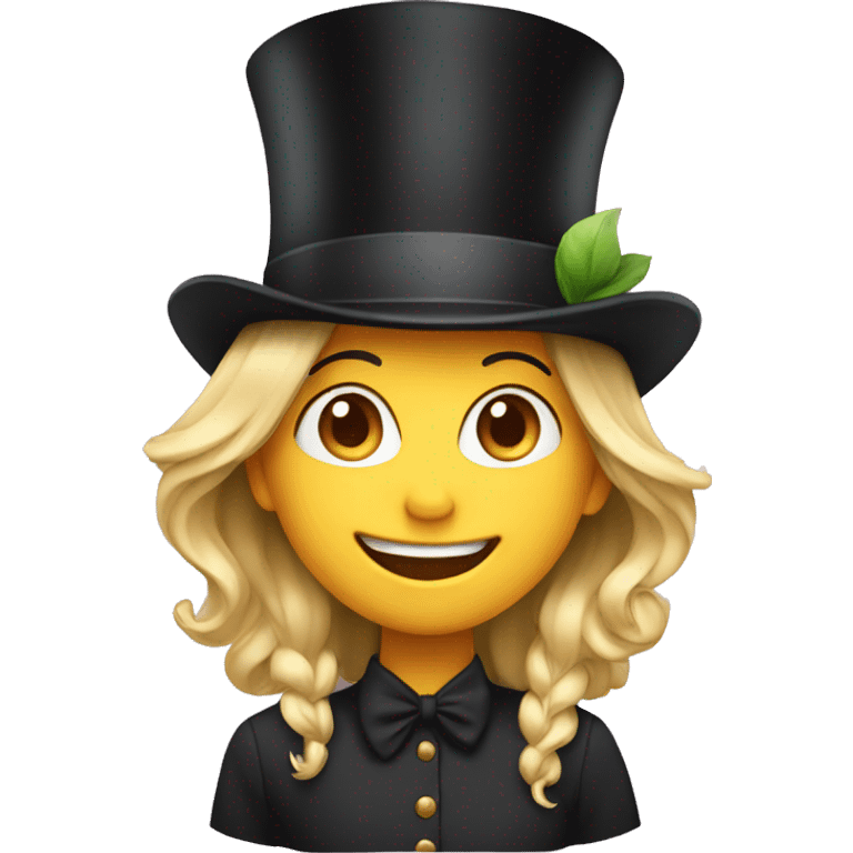 happy girl in top hat emoji