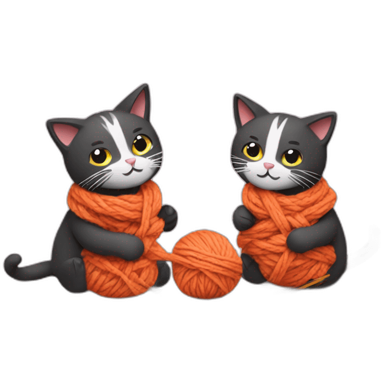 Two cats are knitting emoji