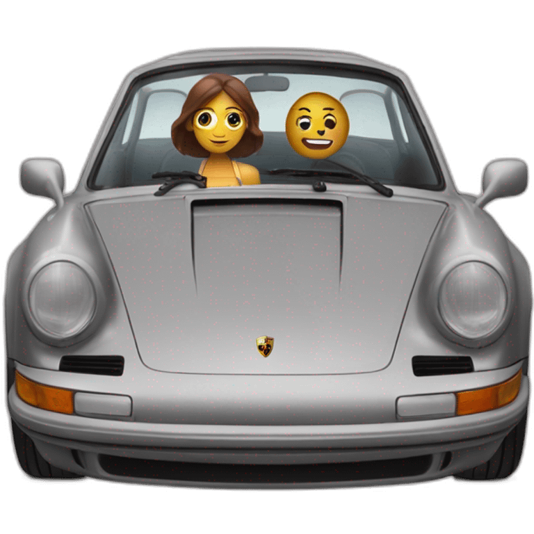 Michou seeting on a Porsche emoji