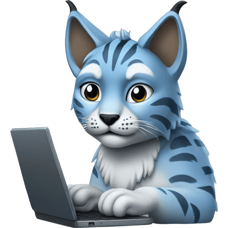 A blue lynx with a laptop emoji