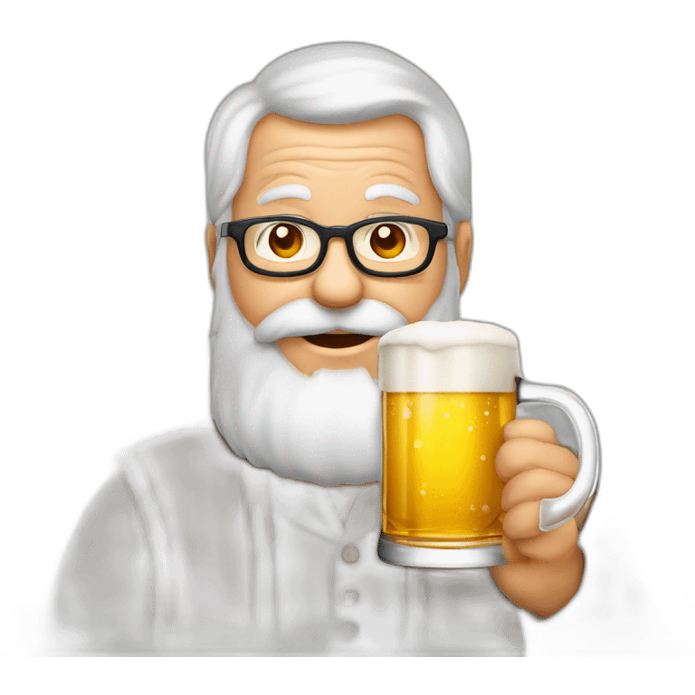 Père Noël offrant un verre de bière à un enfant comme cadeau emoji