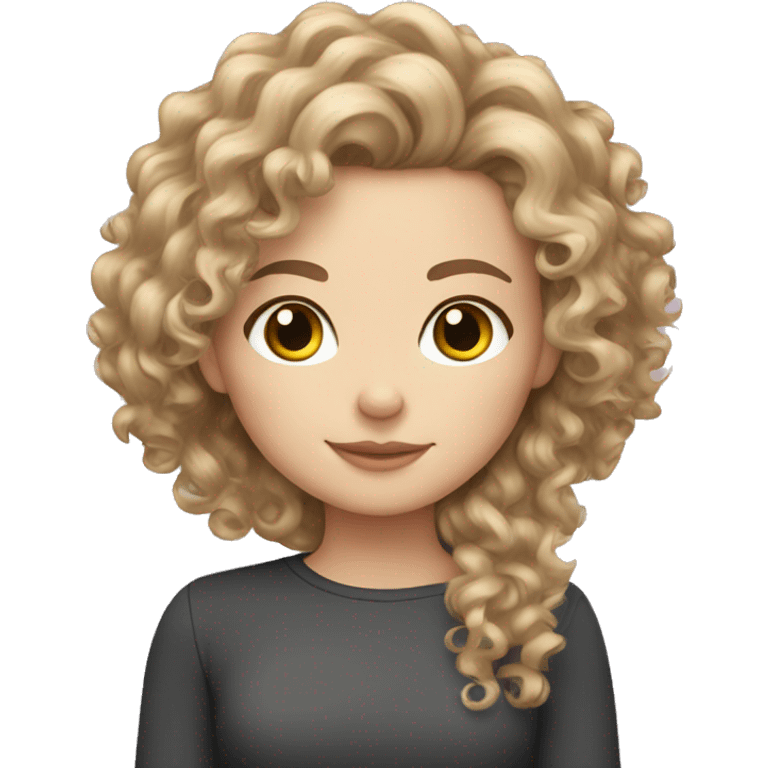 Curly hair white girl with cat emoji