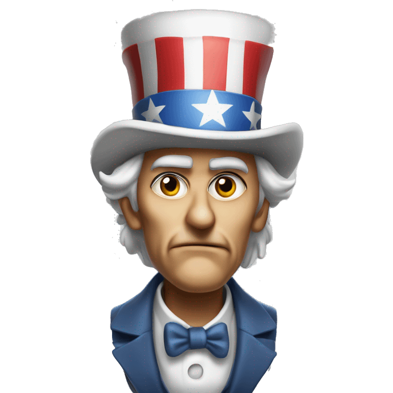 Uncle Sam with pitiful eyes up to his waist photorealistic serious emoji