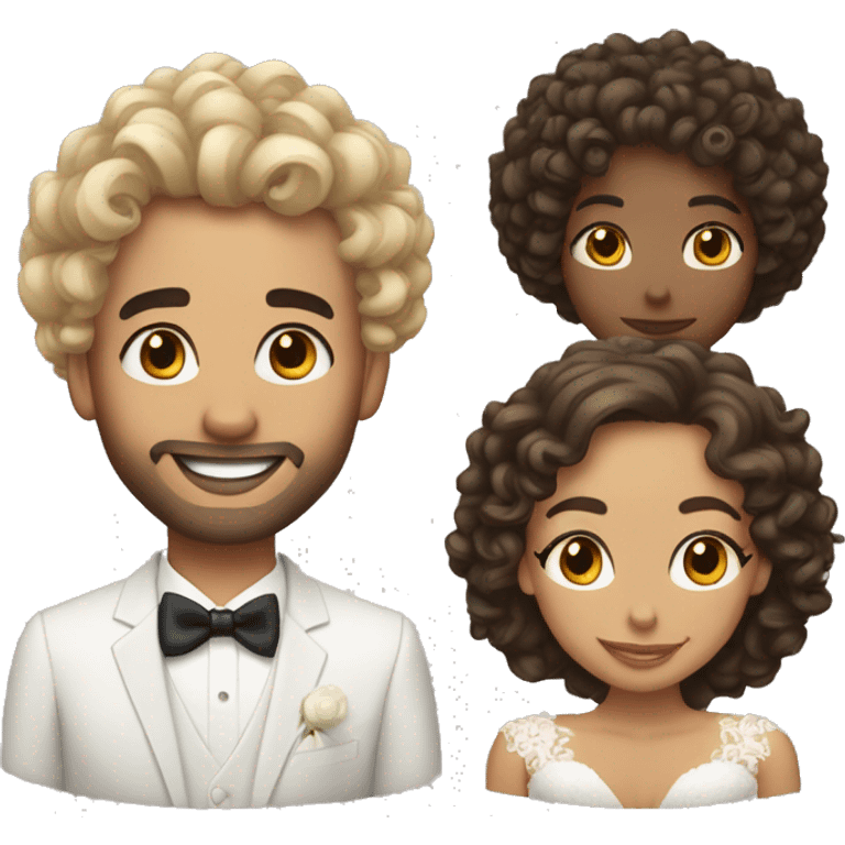 a wedding the man light skin with medium curly hair and the women light skin with long curly hair emoji