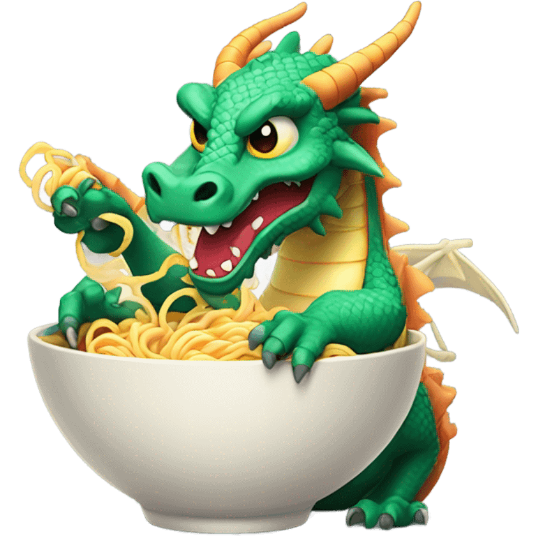 Dragon smoking ramen noodles emoji