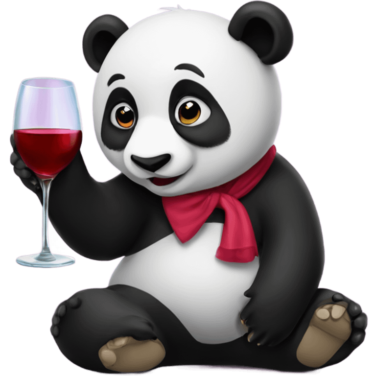 Panda drinking wine on new years eve  emoji