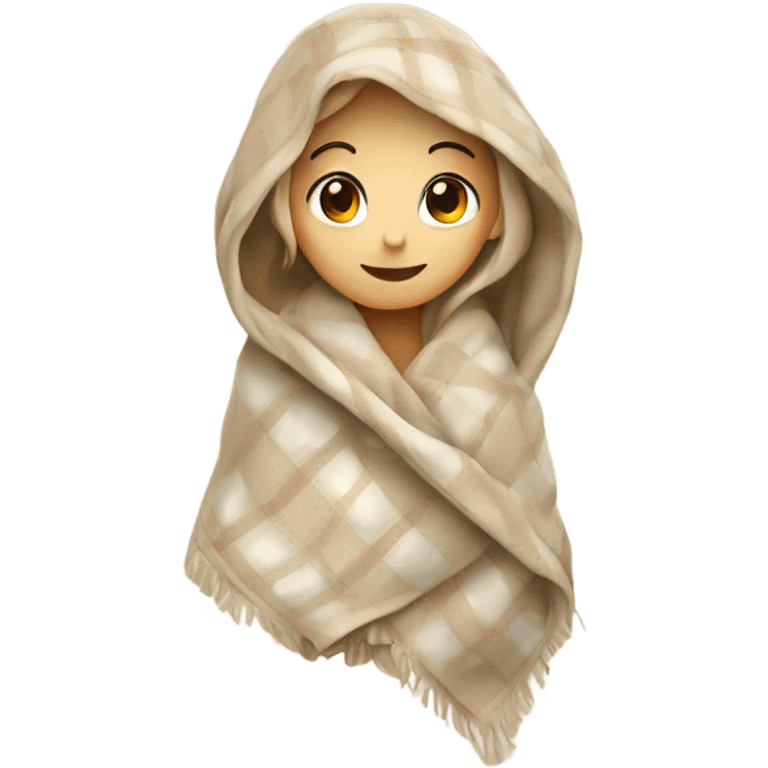 Beige clean girl folded plaid blanket  emoji