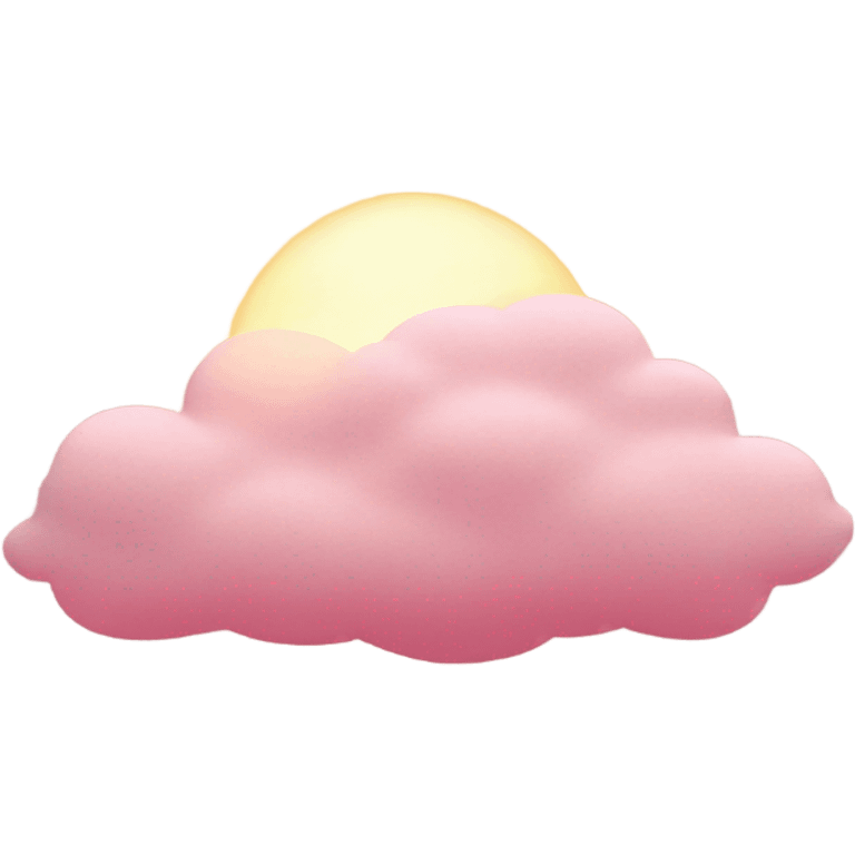 Pink sun behind detailed cloud emoji